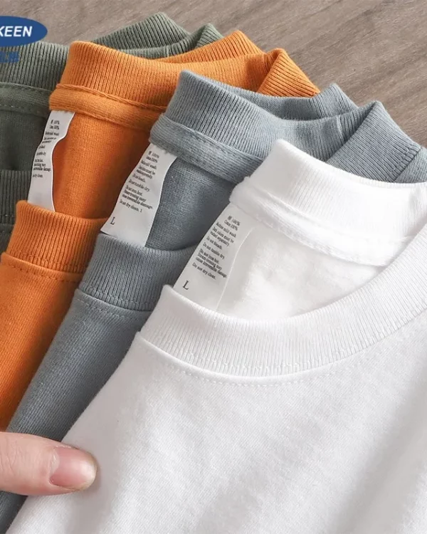Dukeen 280gsm Oversized Heavy T-Shirt for Men Summer Short Sleeve Tee Cotton Solid Color Top Casual T Shirts One Piece