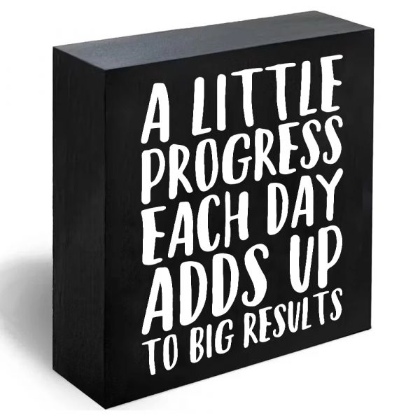 1 Piece Inspirational Quote Wooden Square Sign, Positive Mantra Plaque