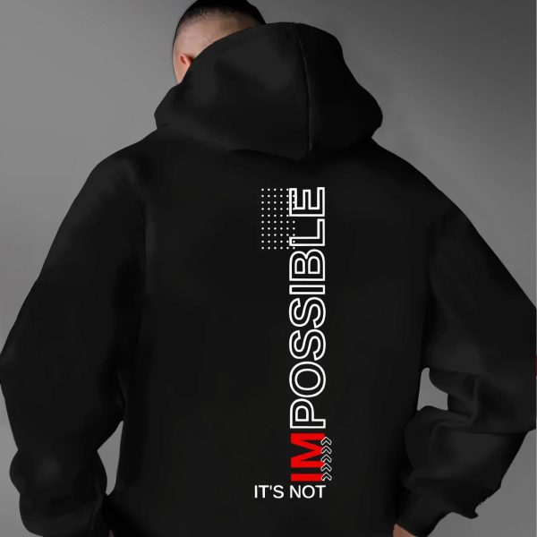 Men Vertical IM POSSIBLE Graphic Oversized Hoodie