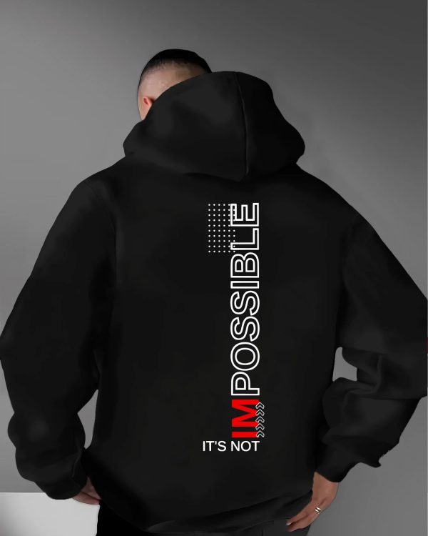 Men Vertical IM POSSIBLE Graphic Oversized Hoodie