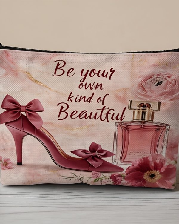 Make-up bag with High Heel, Rose and Perfume bottle with beautiful quote