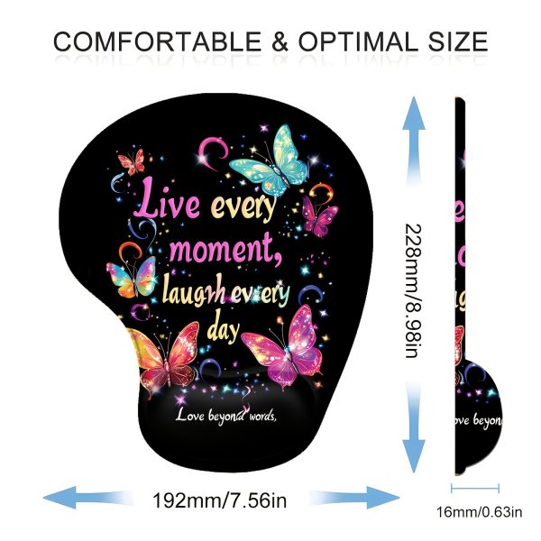 Live Every Moment, Laugh Everyday Mouse Pad with Wrist Rest
