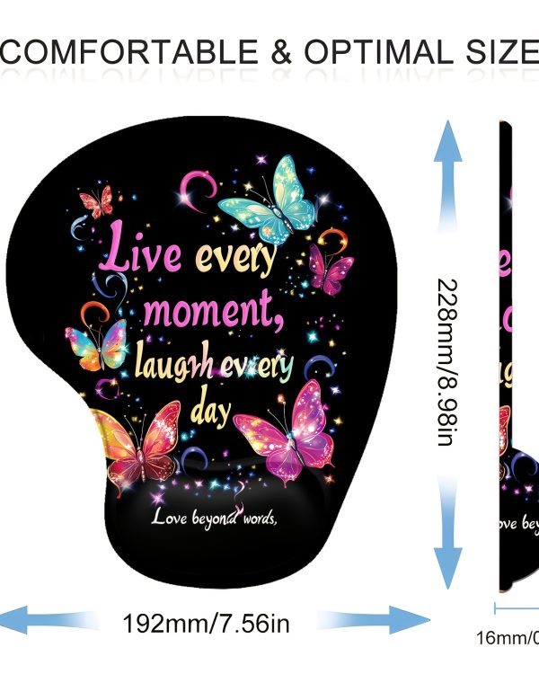Live Every Moment, Laugh Everyday Mouse Pad with Wrist Rest