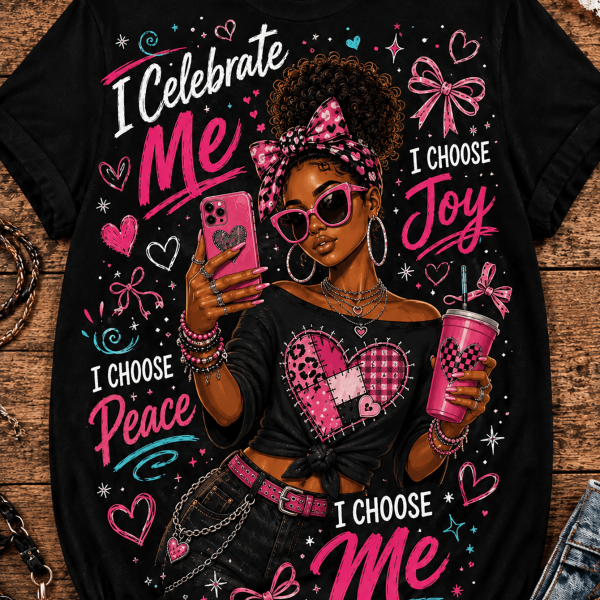 I Celebrate Me Pink and Black TShirt