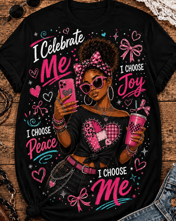 I Celebrate Me Pink and Black TShirt